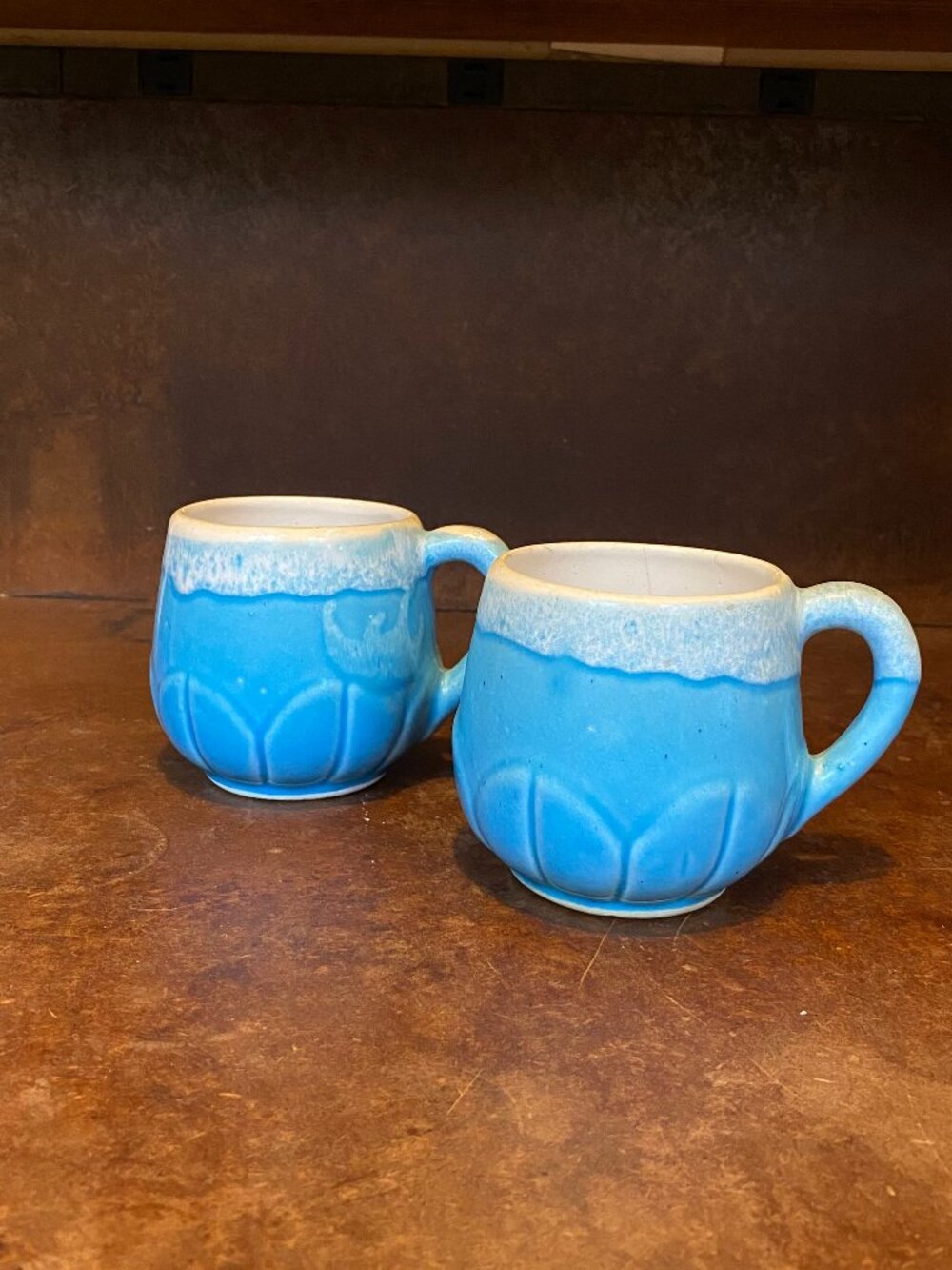 1970s Handmade Stoneware Pottery Mugs Cups Vintage Ocean Sea Beach Seaside